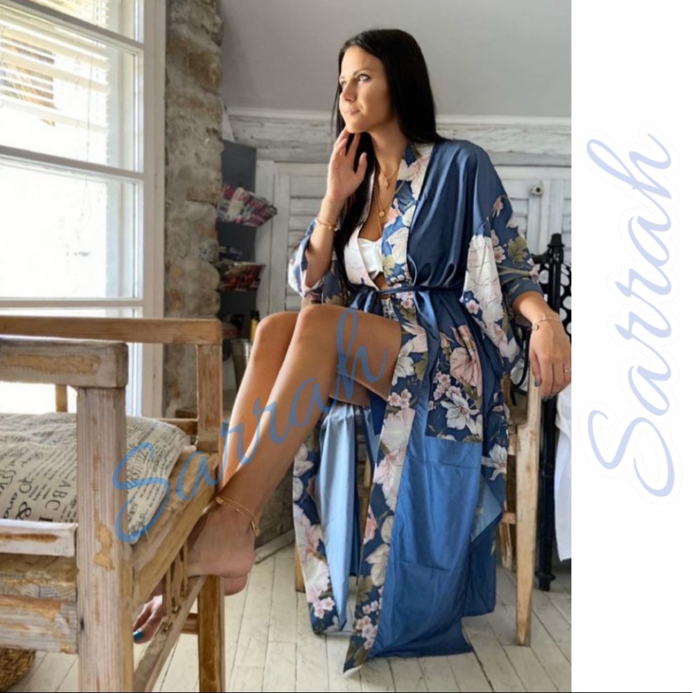 New Gorgeous Bohemian Floral Print Kimono Duster - Picture 4 of 16